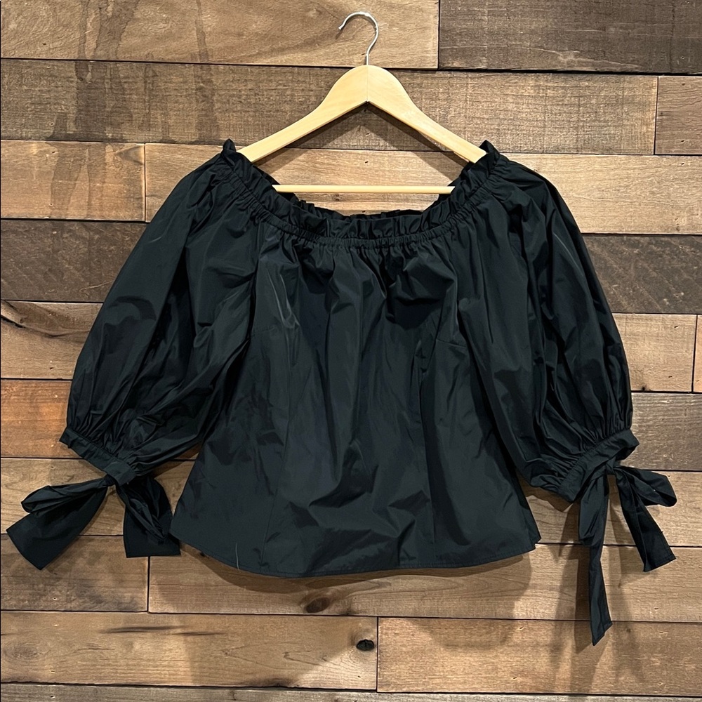 CeCe Women's Black Cinch Tie Bow Short Sleeve Blouse
